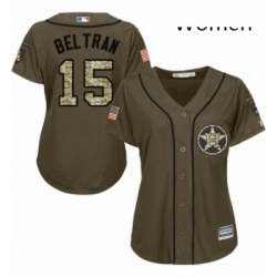 Womens Majestic Houston Astros 15 Carlos Beltran Authentic Green Salute to Service MLB Jersey