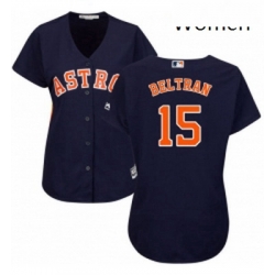 Womens Majestic Houston Astros 15 Carlos Beltran Replica Navy Blue Alternate Cool Base MLB Jersey