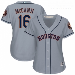 Womens Majestic Houston Astros 16 Brian McCann Replica Grey Road Cool Base MLB Jersey