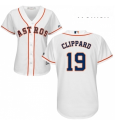 Womens Majestic Houston Astros 19 Tyler Clippard Replica White Home Cool Base MLB Jersey 