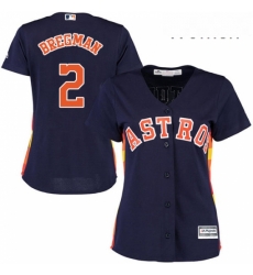 Womens Majestic Houston Astros 2 Alex Bregman Authentic Navy Blue Alternate Cool Base MLB Jersey