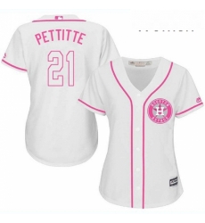 Womens Majestic Houston Astros 21 Andy Pettitte Replica White Fashion Cool Base MLB Jersey