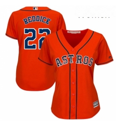 Womens Majestic Houston Astros 22 Josh Reddick Authentic Orange Alternate Cool Base MLB Jersey