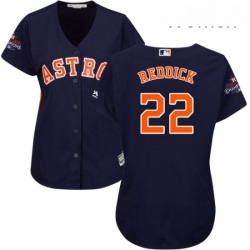 Womens Majestic Houston Astros 22 Josh Reddick Replica Navy Blue Alternate 2017 World Series Champions Cool Base MLB Jersey