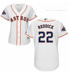 Womens Majestic Houston Astros 22 Josh Reddick Replica White Home 2017 World Series Champions Cool Base MLB Jersey