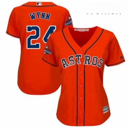 Womens Majestic Houston Astros 24 Jimmy Wynn Replica Orange Alternate 2017 World Series Champions Cool Base MLB Jersey 