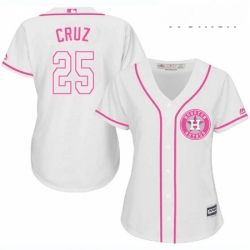 Womens Majestic Houston Astros 25 Jose Cruz Jr Authentic White Fashion Cool Base MLB Jersey