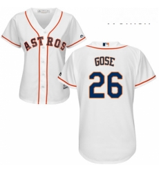 Womens Majestic Houston Astros 26 Anthony Gose Authentic White Home Cool Base MLB Jersey 