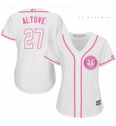 Womens Majestic Houston Astros 27 Jose Altuve Replica White Fashion Cool Base MLB Jersey