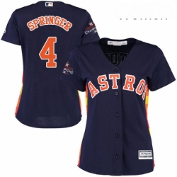 Womens Majestic Houston Astros 4 George Springer Authentic Navy Blue Alternate 2017 World Series Champions Cool Base MLB Jersey