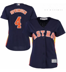 Womens Majestic Houston Astros 4 George Springer Authentic Navy Blue Alternate Cool Base MLB Jersey