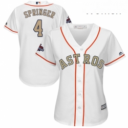 Womens Majestic Houston Astros 4 George Springer Authentic White 2018 Gold Program Cool Base MLB Jersey