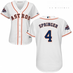 Womens Majestic Houston Astros 4 George Springer Replica White Home 2017 World Series Champions Cool Base MLB Jersey