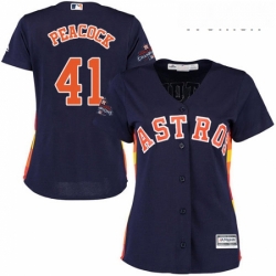 Womens Majestic Houston Astros 41 Brad Peacock Replica Navy Blue Alternate 2017 World Series Champions Cool Base MLB Jersey 