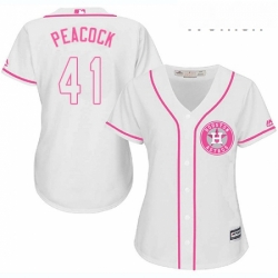 Womens Majestic Houston Astros 41 Brad Peacock Replica White Fashion Cool Base MLB Jersey 