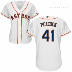 Womens Majestic Houston Astros 41 Brad Peacock Replica White Home Cool Base MLB Jersey 