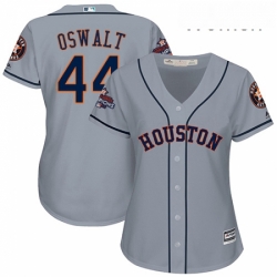 Womens Majestic Houston Astros 44 Roy Oswalt Authentic Grey Road 2017 World Series Champions Cool Base MLB Jersey