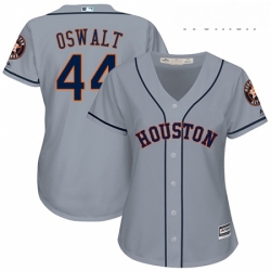 Womens Majestic Houston Astros 44 Roy Oswalt Replica Grey Road Cool Base MLB Jersey