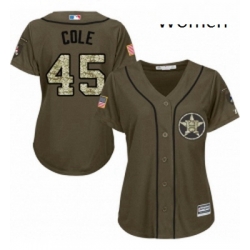 Womens Majestic Houston Astros 45 Gerrit Cole Replica Green Salute to Service MLB Jersey 