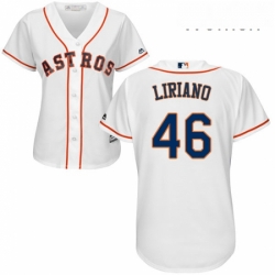 Womens Majestic Houston Astros 46 Francisco Liriano Authentic White Home Cool Base MLB Jersey 