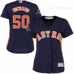 Womens Majestic Houston Astros 50 JR Richard Authentic Navy Blue Alternate 2017 World Series Champions Cool Base MLB Jersey