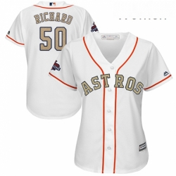 Womens Majestic Houston Astros 50 JR Richard Authentic White 2018 Gold Program Cool Base MLB Jersey