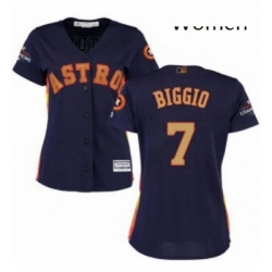 Womens Majestic Houston Astros 7 Craig Biggio Authentic Navy Blue Alternate 2018 Gold Program Cool Base MLB Jersey