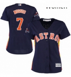 Womens Majestic Houston Astros 7 Craig Biggio Replica Navy Blue Alternate 2017 World Series Champions Cool Base MLB Jersey