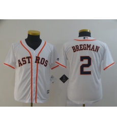 Youth Astros 2 Alex Bregman White Cool Base Jersey