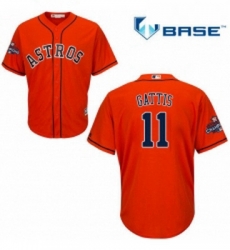 Youth Majestic Houston Astros 11 Evan Gattis Authentic Orange Alternate 2017 World Series Champions Cool Base MLB Jersey