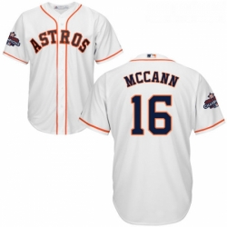 Youth Majestic Houston Astros 16 Brian McCann Authentic White Home 2017 World Series Champions Cool Base MLB Jersey