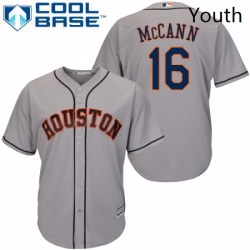 Youth Majestic Houston Astros 16 Brian McCann Replica Grey Road Cool Base MLB Jersey