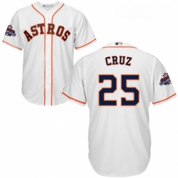 Youth Majestic Houston Astros 25 Jose Cruz Jr Authentic White Home 2017 World Series Champions Cool Base MLB Jersey