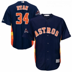 Youth Majestic Houston Astros 34 Nolan Ryan Replica Navy Blue Alternate 2017 World Series Champions Cool Base MLB Jersey