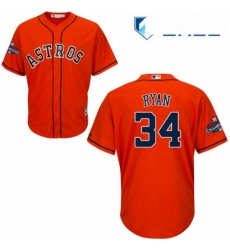 Youth Majestic Houston Astros 34 Nolan Ryan Replica Orange Alternate 2017 World Series Champions Cool Base MLB Jersey