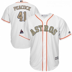 Youth Majestic Houston Astros 41 Brad Peacock Authentic White 2018 Gold Program Cool Base MLB Jersey 