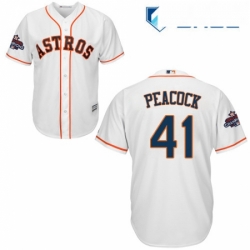 Youth Majestic Houston Astros 41 Brad Peacock Authentic White Home 2017 World Series Champions Cool Base MLB Jersey 