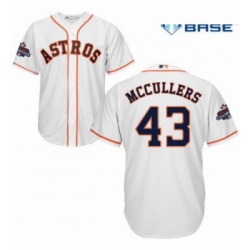 Youth Majestic Houston Astros 43 Lance McCullers Authentic White Home 2017 World Series Champions Cool Base MLB Jersey