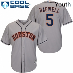 Youth Majestic Houston Astros 5 Jeff Bagwell Authentic Grey Road Cool Base MLB Jersey