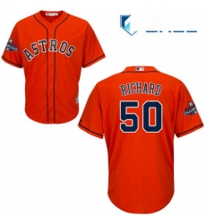 Youth Majestic Houston Astros 50 JR Richard Authentic Orange Alternate 2017 World Series Champions Cool Base MLB Jersey