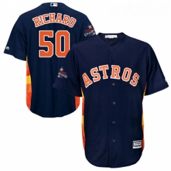 Youth Majestic Houston Astros 50 JR Richard Replica Navy Blue Alternate 2017 World Series Champions Cool Base MLB Jersey