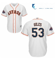 Youth Majestic Houston Astros 53 Ken Giles Authentic White Home 2017 World Series Champions Cool Base MLB Jersey 