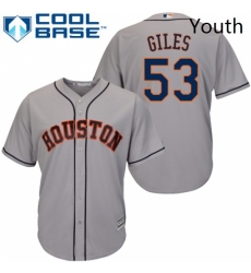 Youth Majestic Houston Astros 53 Ken Giles Replica Grey Road Cool Base MLB Jersey 