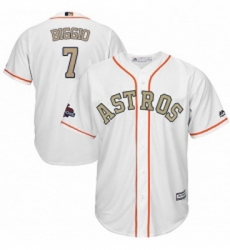 Youth Majestic Houston Astros 7 Craig Biggio Authentic White 2018 Gold Program Cool Base MLB Jersey