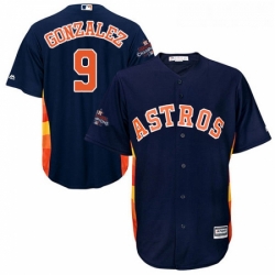 Youth Majestic Houston Astros 9 Marwin Gonzalez Replica Navy Blue Alternate 2017 World Series Champions Cool Base MLB Jersey 