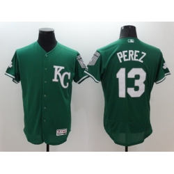 Men Kansas City Royals 13 Perez Green Elite 2021 MLB Jerseys