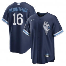 Men Kansas City Royals 16 Andrew Benintendi 2022 Navy City Connect Cool Base Stitched jersey
