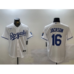 Men Kansas City Royals 16 Bo Jackson White Cool Base Stitched Baseball Jersey