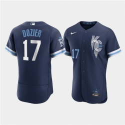 Men Kansas City Royals 17 Hunter Dozier 2022 Navy City Connect Flex Base Stitched MLB jersey