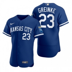 Men Kansas City Royals 23 Zack Greinke Royal Flex Base Stitched jersey